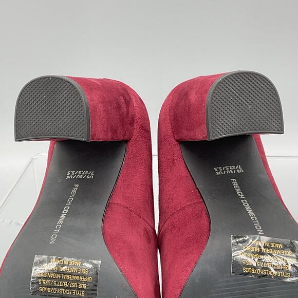 NEW French Connection Women’s Kelsey Block Heel Pumps Burgundy Size 7M - Picture 9 of 10